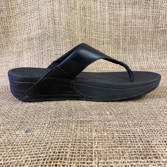 FitFlop Clog Sandals Slides Black Wedge Thong Size 8 - Picture 3 of 10